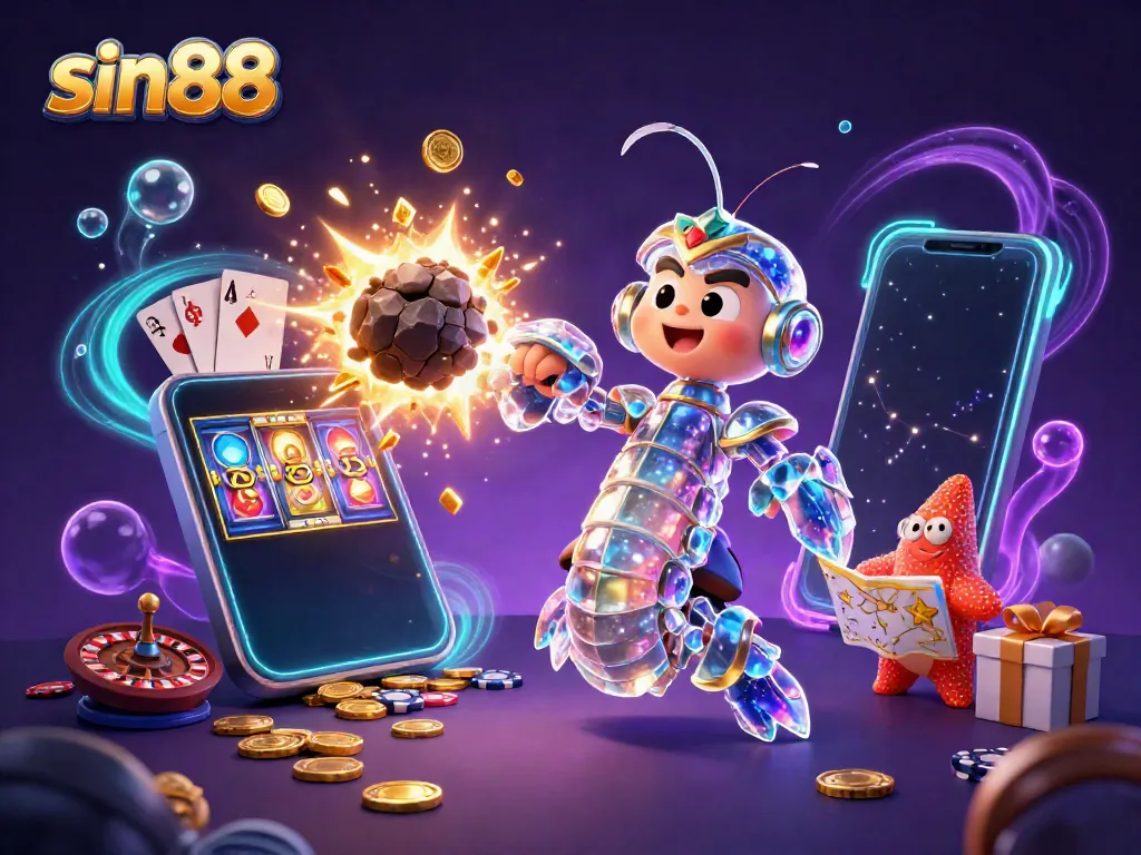 Experience thrilling gameplay with sin88's colorful slot games and dynamic casino elements in a vibrant underwater scene.
