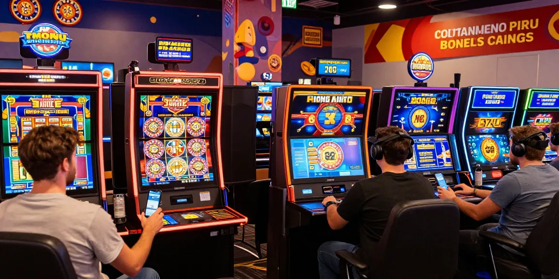 Dynamic non UK casino gaming scene with diverse players engaging in online gambling activities.