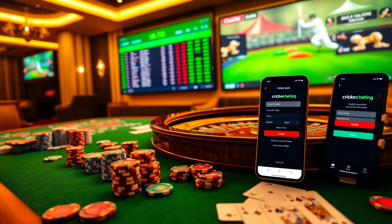 Experience excitement with crickex login on a luxurious casino gaming table showcasing cricket betting.