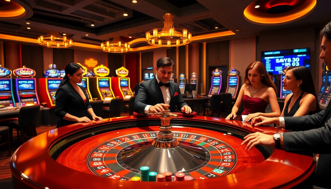 Exciting roulette action at say88 casino with vibrant chips and professional ambiance.