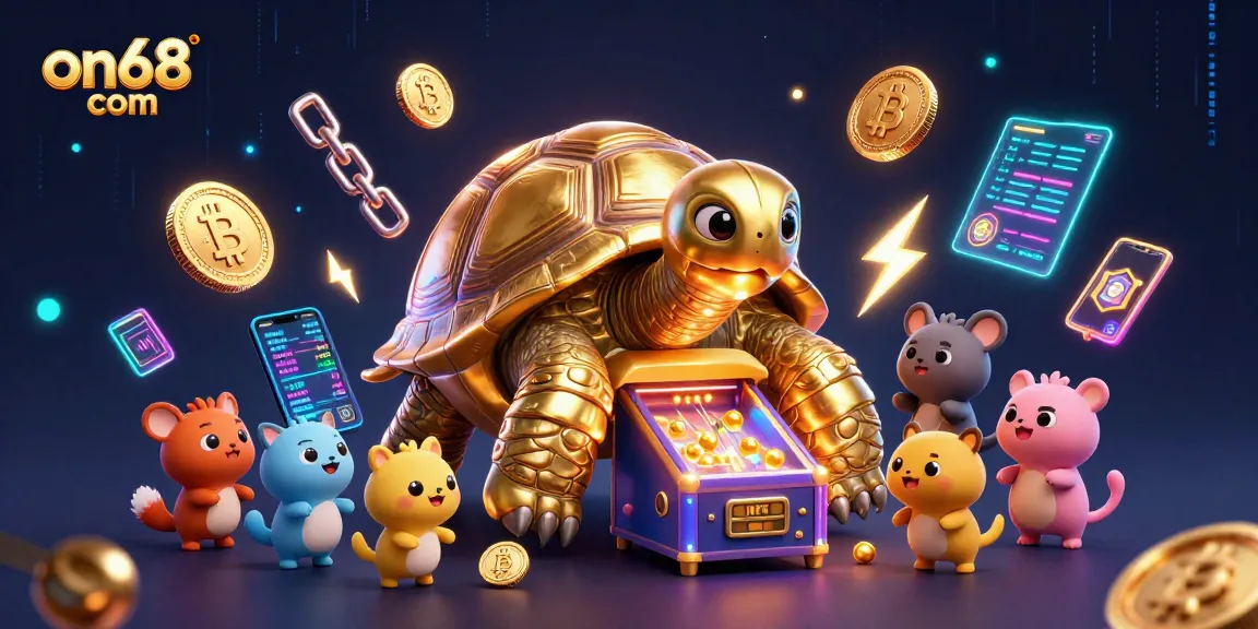 Engage with entertaining slots and crypto gaming at on68 com, featuring a vibrant casino scene.
