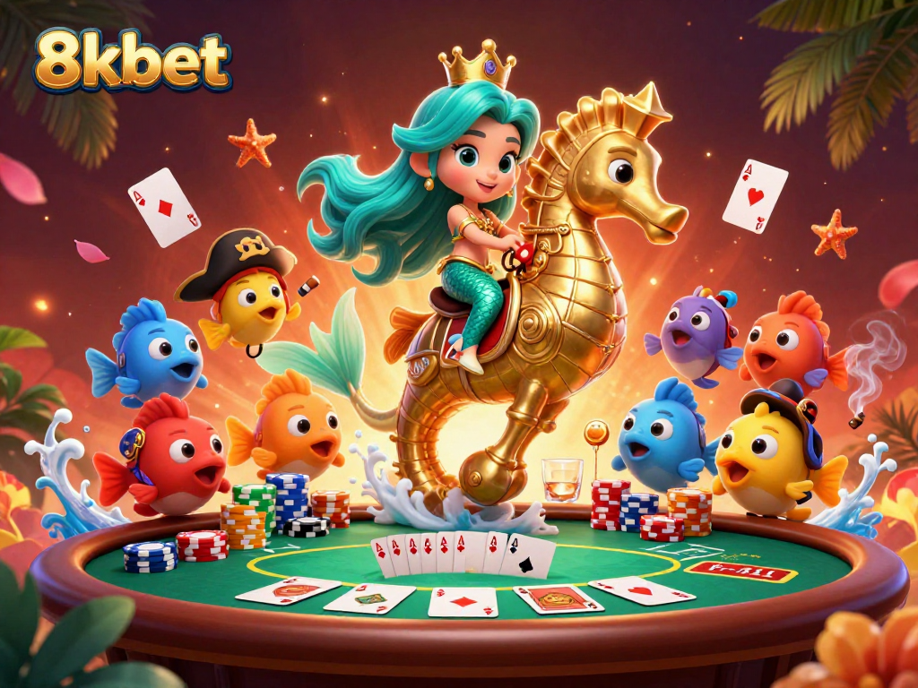 Experience the excitement of 8xbet with its vibrant poker scene featuring a magical underwater theme.
