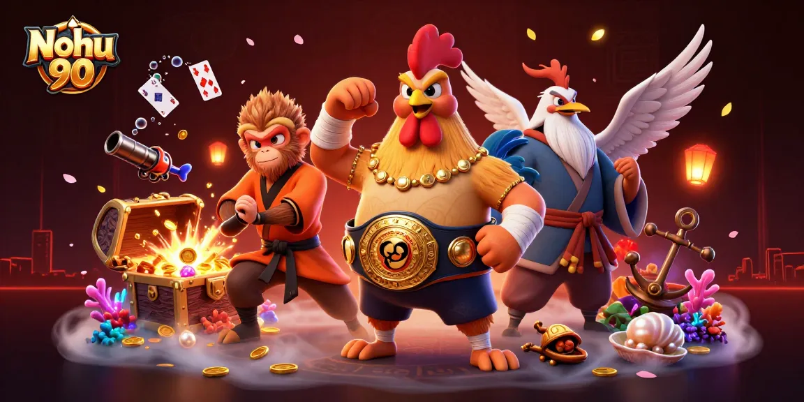 Nohu 90 players engaging in exciting casino action surrounded by vibrant gaming elements.