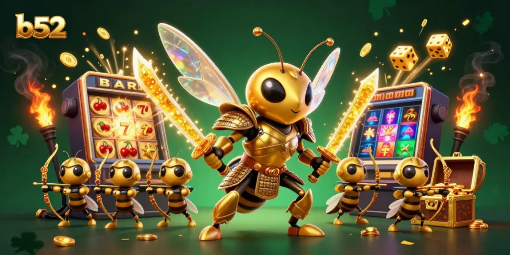 Experience the thrill of gaming with b52's captivating 3D illustration showcasing a vibrant casino scene.