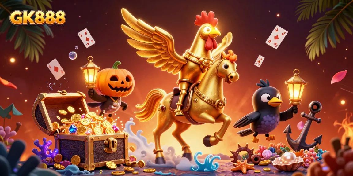 GK888 delivers an immersive casino experience with golden rooster and vibrant gaming elements.