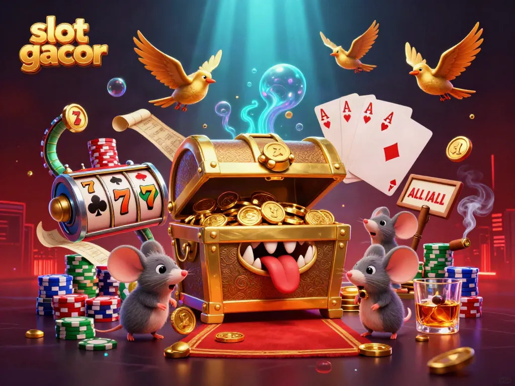 Play slots and discover slot gacor wins with vibrant 3D casino characters and treasure.