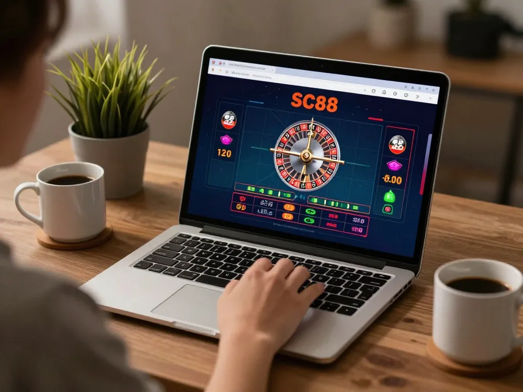 sc88 online gaming experience, player placing a strategic bet on a roulette game