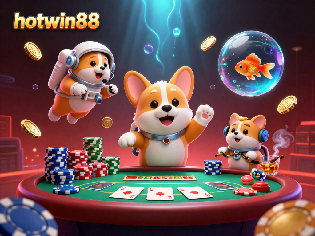 Join the excitement with hotwin88 as a corgi astronaut explores a zero-gravity casino!
