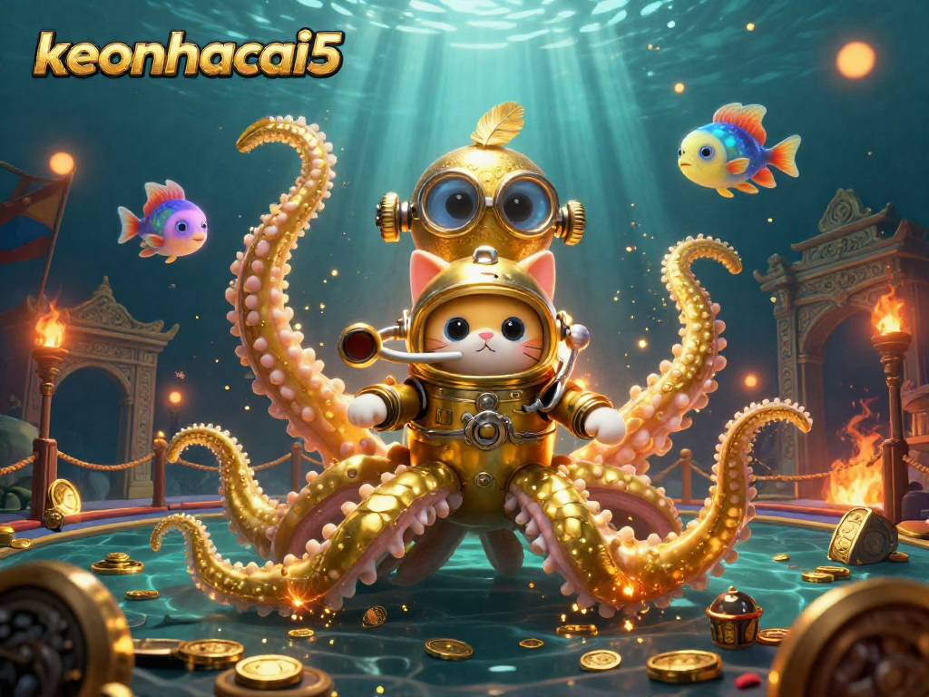 Experience thrilling sports betting action with keonhacai5 in this vibrant underwater scene.