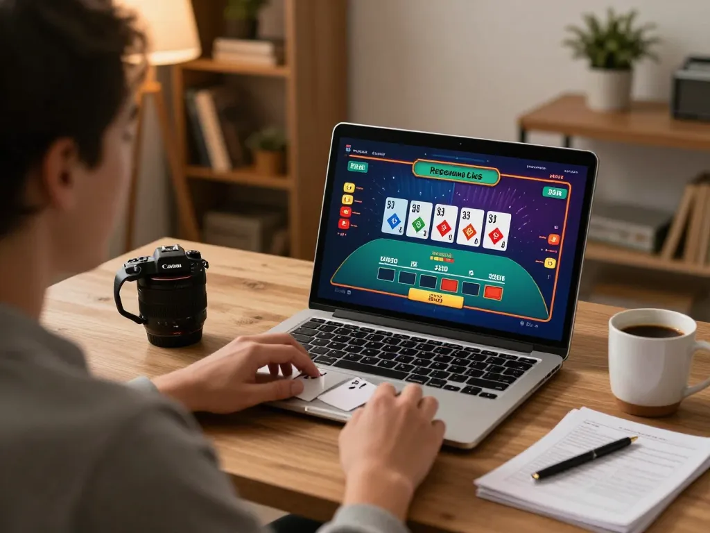 88betcom player strategizing bets during online blackjack session in cozy home setup.