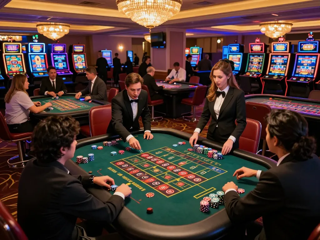 Players engaging in high-stakes roulette gaming at 789 casino, with chips placed strategically on the table and a lively croupier managing the game.