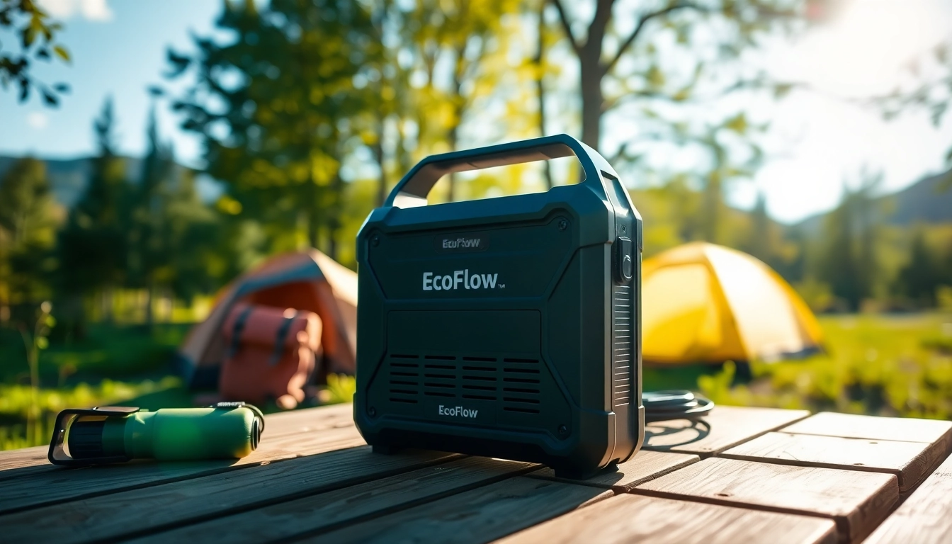EcoFlow power station showcased outdoors, highlighting its portability and versatility.