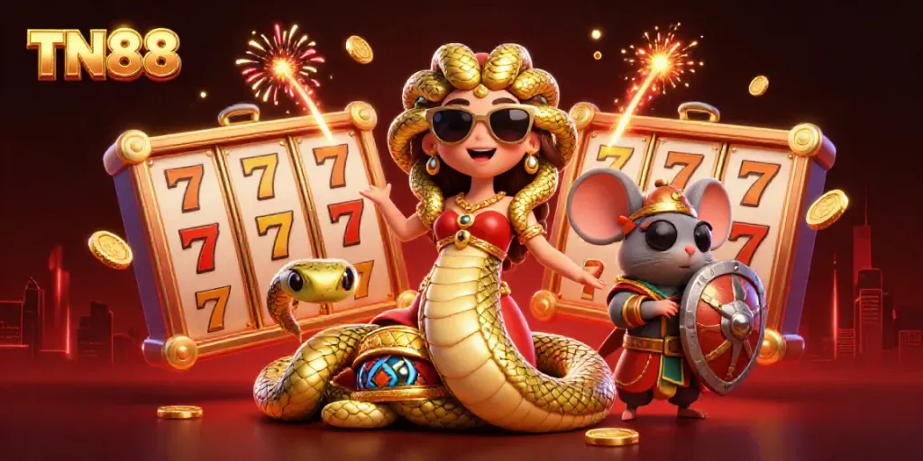 Experience thrilling gameplay at TN88 with Medusa, a warrior mouse, and festive symbols.