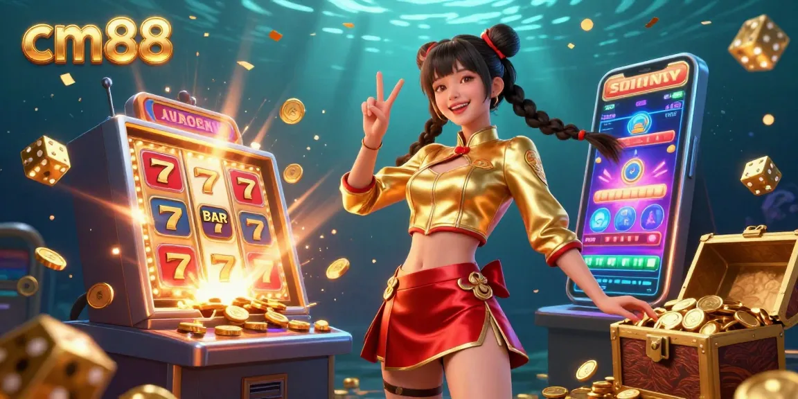 Experience winning with cm88 in a vibrant casino scene featuring dynamic slot machines and colorful confetti.