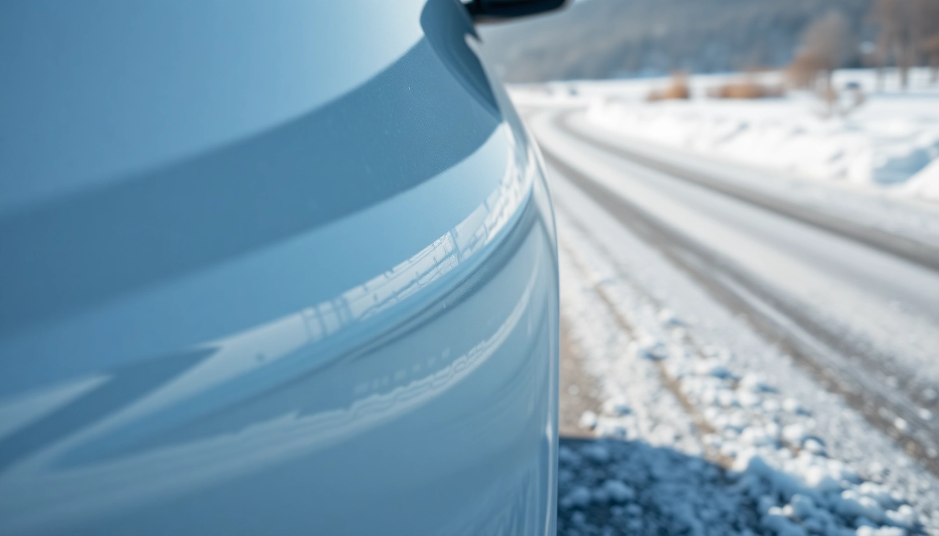 PPF winter road salt protection showcased on a vehicle resisting harsh winter elements.