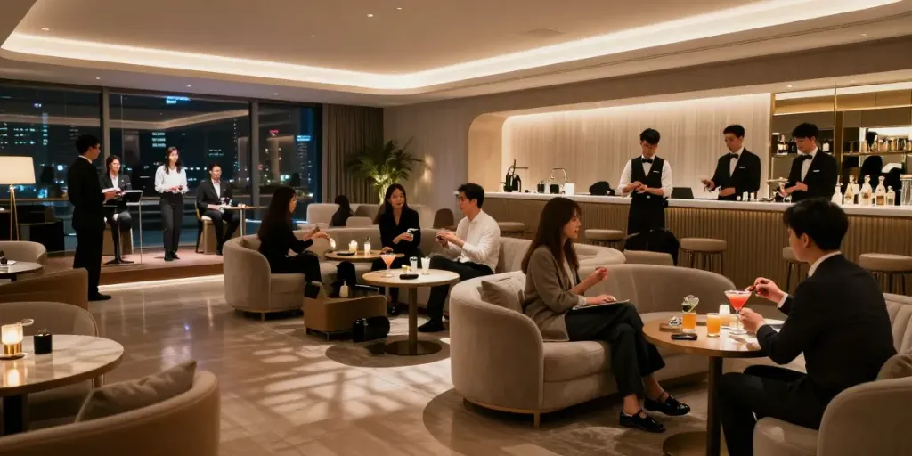 강남세이렌 쩜오의 세련된 내부 인테리어와 분위기