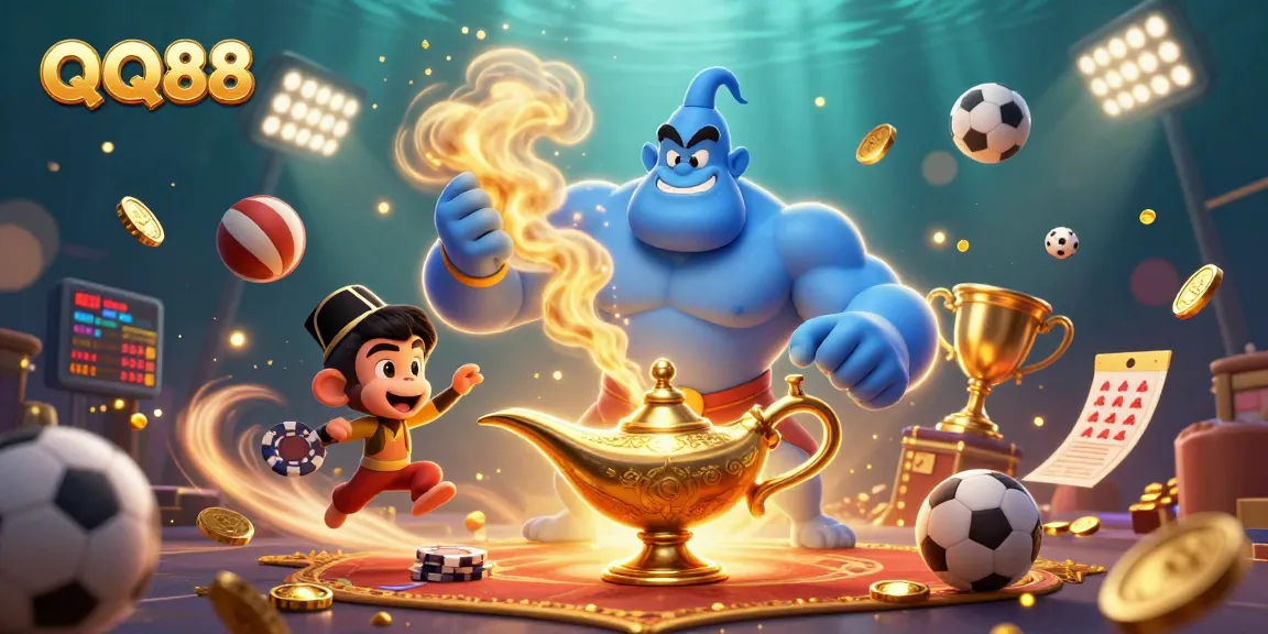 Bet on QQ88 and join the gambling adventure with a powerful genie and poker elements!