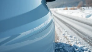 PPF winter road salt protection showcased on a vehicle resisting harsh winter elements.