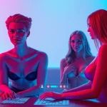 Engaging visual of AI characters in a playful porn chat AI environment, emphasizing vibrant colors and modern design.