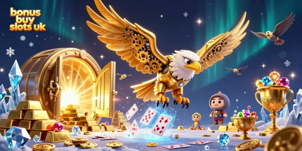 Immerse in bonus buy slots UK with this vivid 3D scene of winning excitement and gaming thrills.