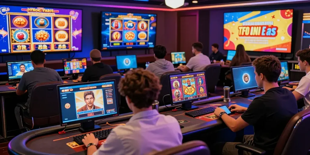 Players enjoying games at online casinos that accept credit cards, showcasing vibrant graphics and exciting interactions.