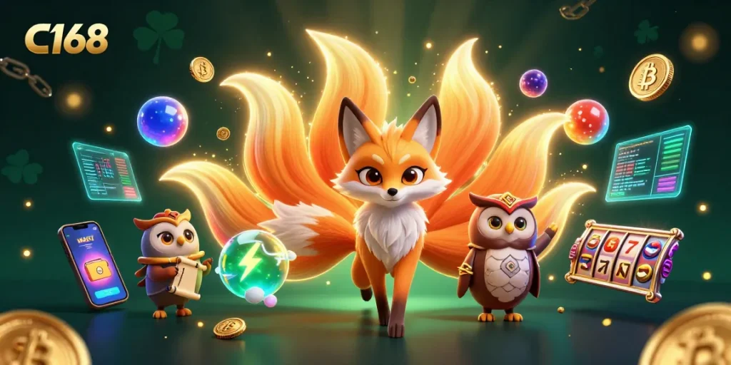 Experience the C168 gaming universe featuring vibrant characters and casino elements in a rich, engaging scene.